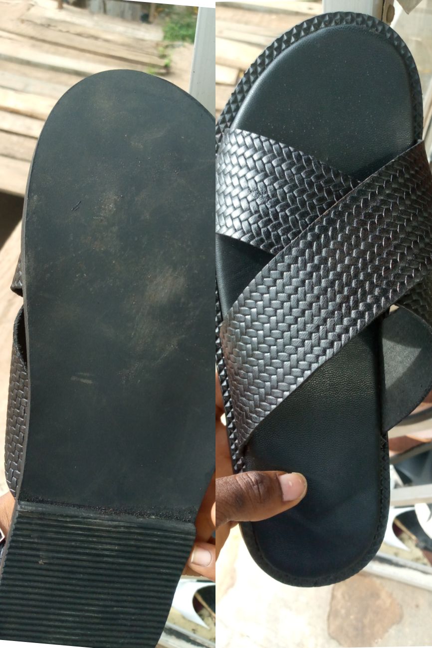 Handmade palm slippers for sale at ikorodu