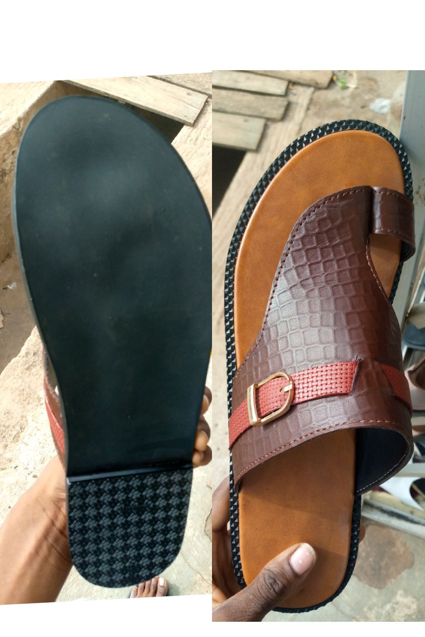 Handmade palm slippers for sale at ikorodu